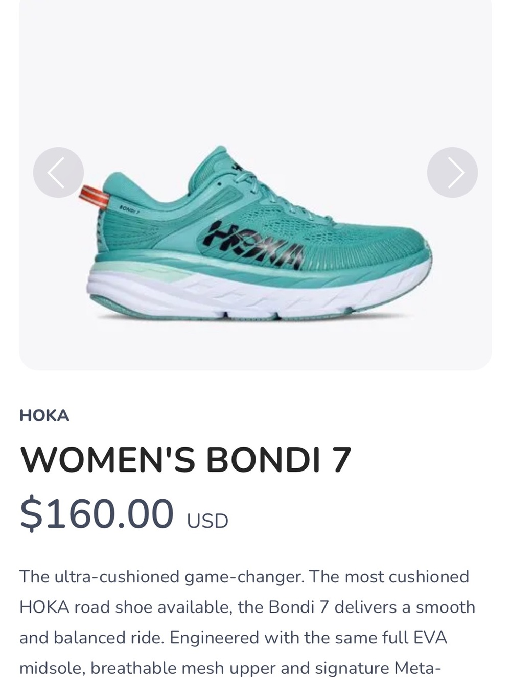 Hoka One One Women's Bondi 7 Running Shoes - Teal with White Midsole